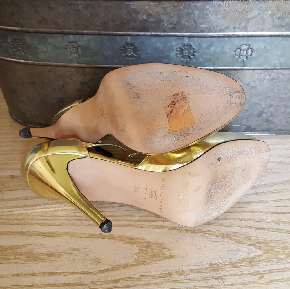 Brian Atwood gold Mary Jane heels - Picture 5 of 5